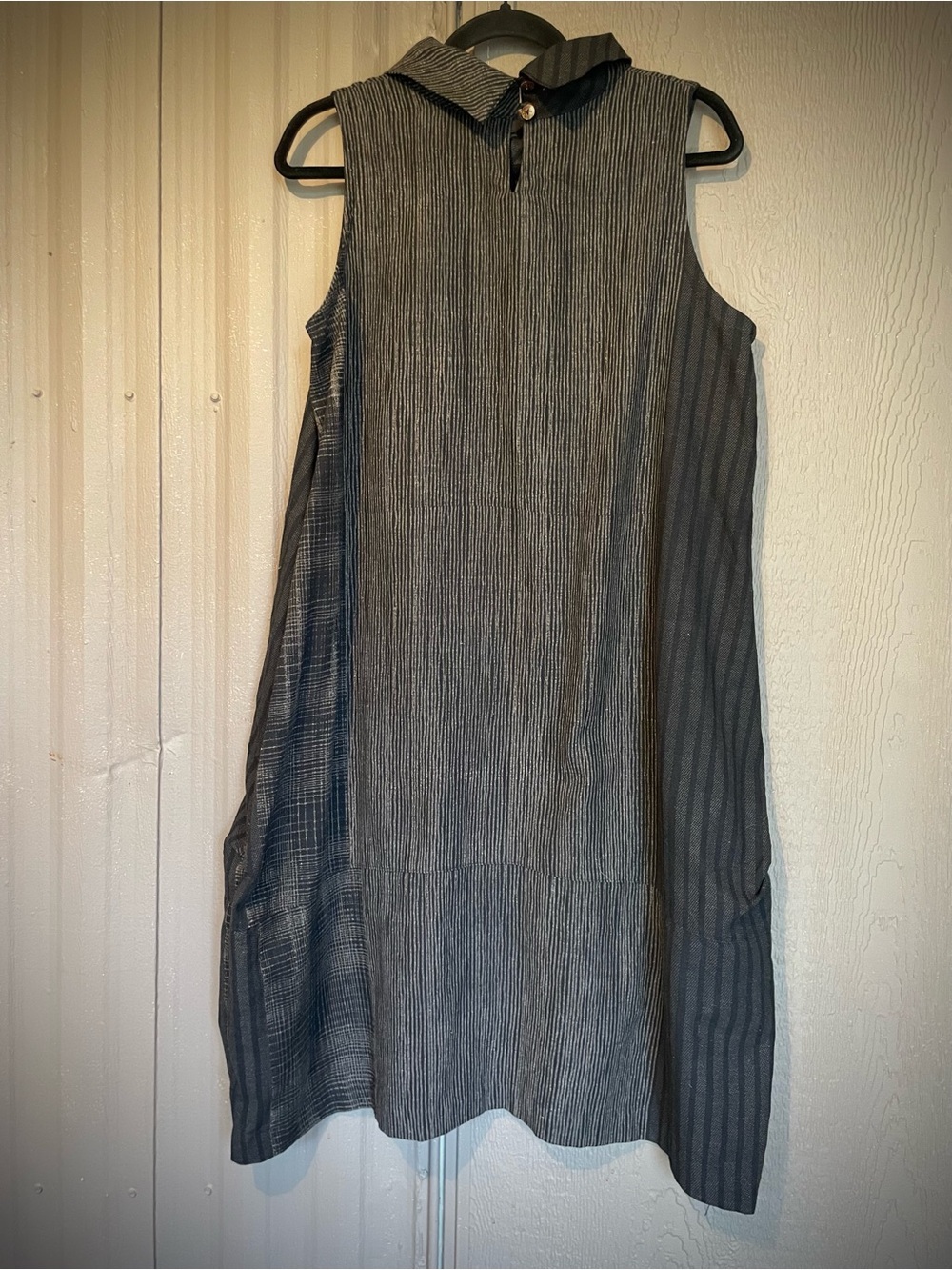 Mao Mam Artisan Midi Dress Black Lagenlook Mori Cotton Boho Pockets S/M Thailand - Picture 13 of 16
